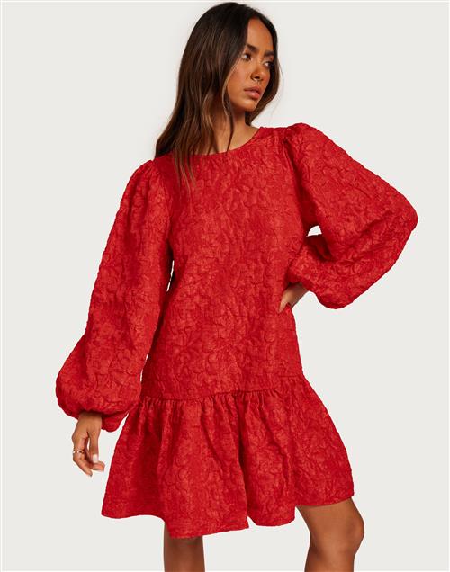 Pieces - Rød - Pcgretchen Ls Short Dress D2D Dmo