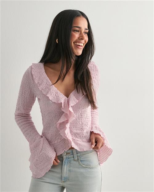 Se Nelly - Pink - Lovely Frill LS Top ved Nelly