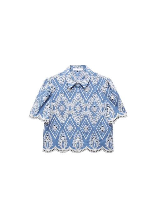 MANGO Bluse 'Moore'  royalblå / hvid