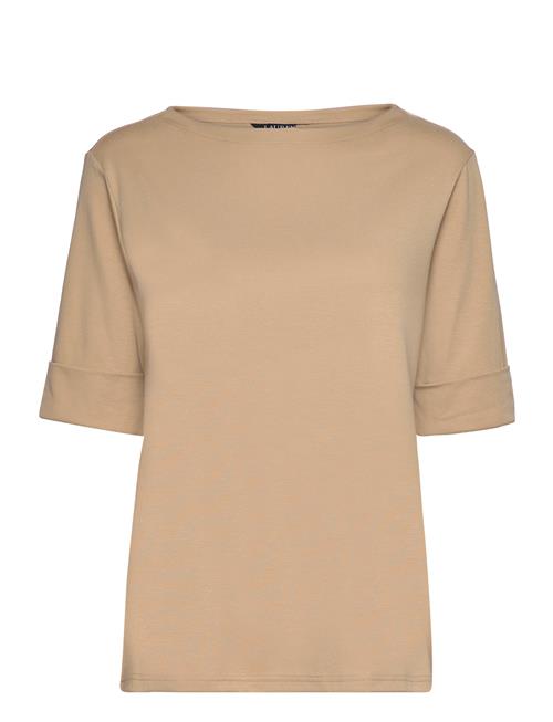 Stretch Cotton Boatneck Top Lauren Women Brown