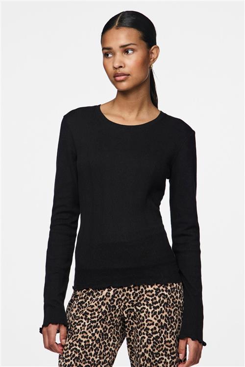 Marie O-Neck Poin Top - Sort - XS - PIECES