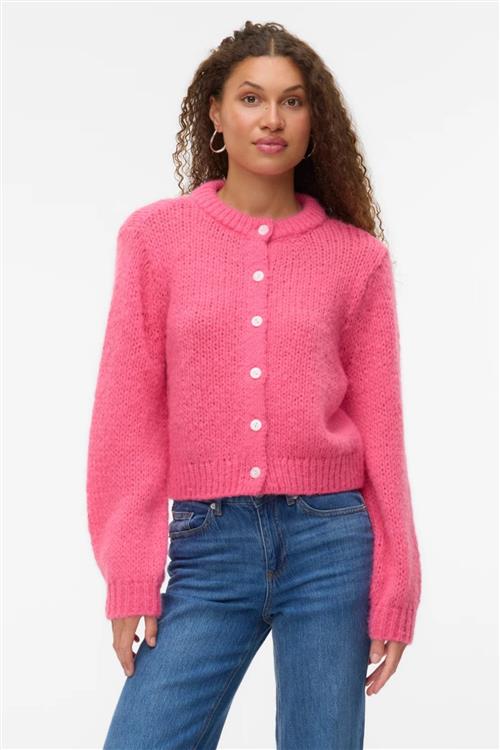 Wilo O-Neck Cardigan - Hot Pink - M - Vero Moda