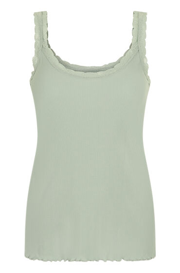Hunkemöller Ribbet Jersey Singlet med Blonder grøn
