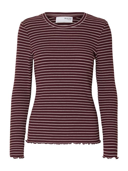 SELECTED FEMME Shirts 'SLFAnna'  aubergine / hvid