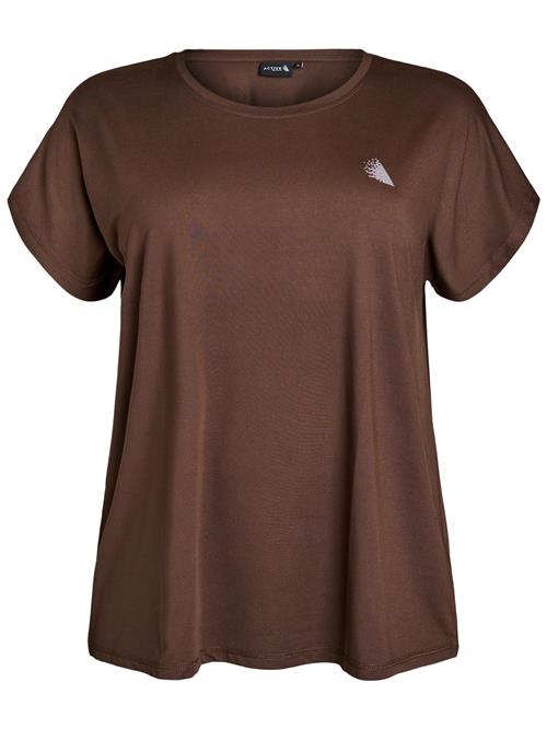 Active by Zizzi Shirts 'ABASIC'  brun / lysegrå