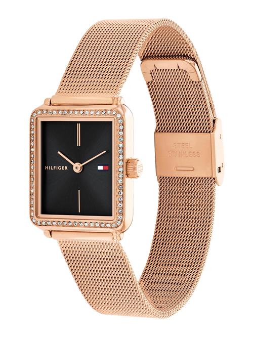 TOMMY HILFIGER Analogt ur 'TEA TANK'  rosa guld / sort