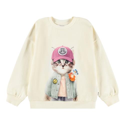 Molo GOTS Maxi Sweatshirt Kitty Miauu | Hvid | 92 cm
