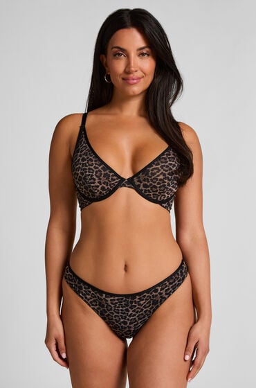 Hunkemöller Højtaljet stringtrusse Leopard Tara sort