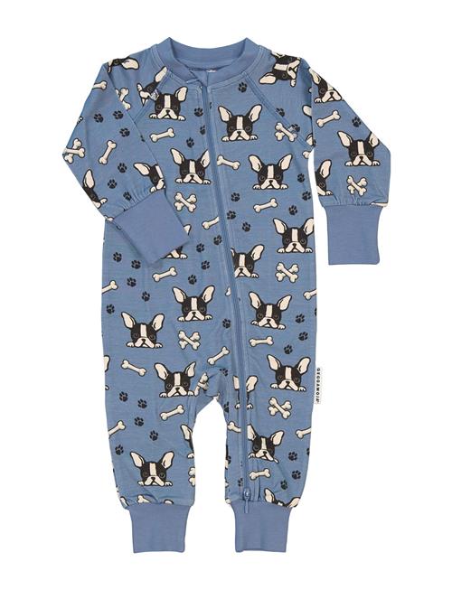 Se Bamboo Two Way Zip Pyjamas Geggamoja Blue ved Booztlet