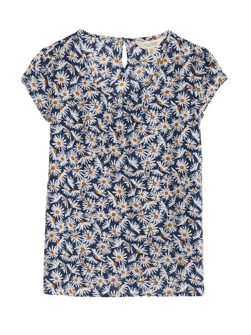 Seasalt Cornwall Bluse 'Garden Gate'  marin / cognac / hvid