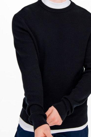 Patrick Regular Crew - Dark Navy - Regular fit - Herre - L - Only & Sons