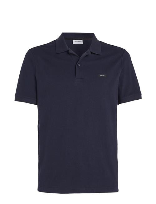 Stretch Pique Slim Button Polo Calvin Klein Navy