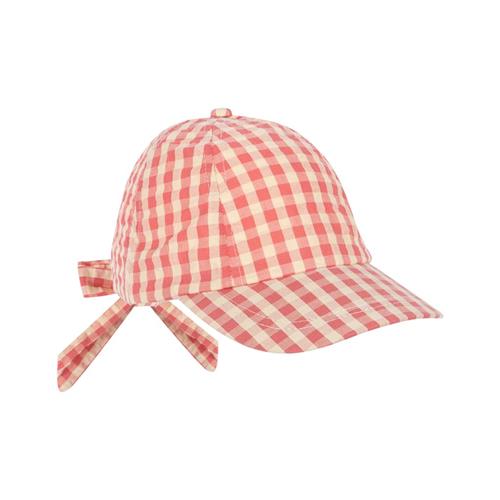 Konges Sløjd GOTS Kim Bow Hætte Flamingo Plume Check 5-8 Y  Rød  5-8 år  kvinde