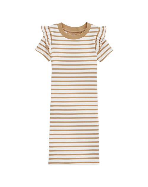 WE Fashion Kjole  camel / hvid