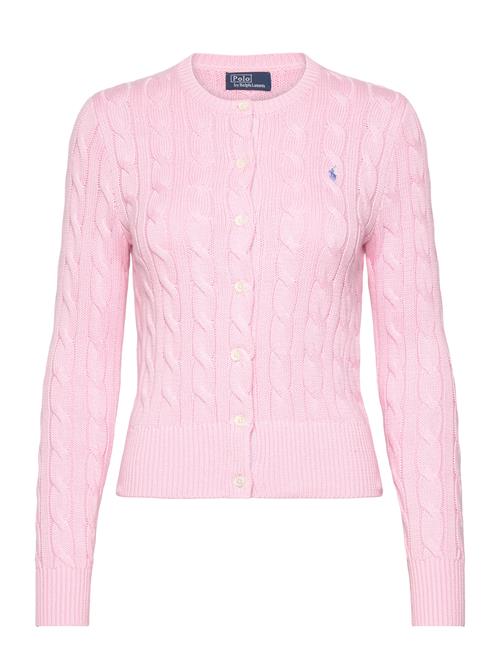 Cable-Knit Cotton Crewneck Cardigan Polo Ralph Lauren Pink