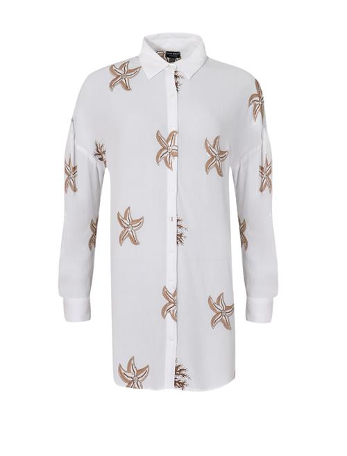 South Beach Bluse  lysebrun / hvid