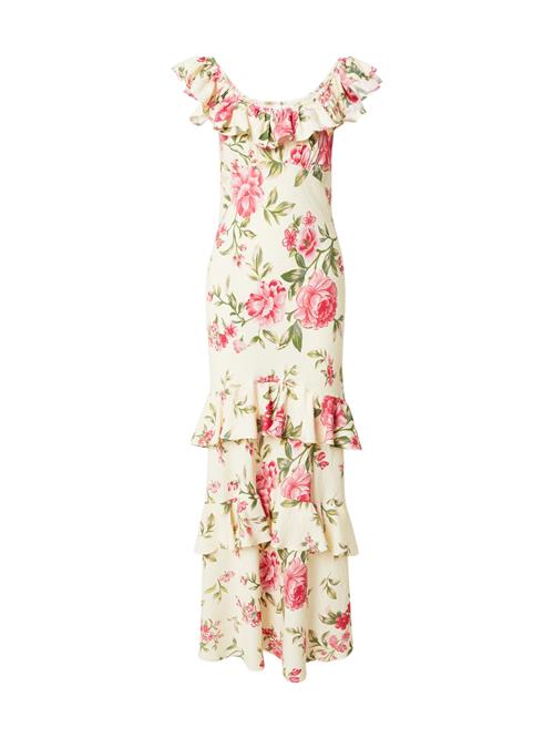 YAS Festkjole 'YASCLEO'  creme / oliven / laks / pastelpink