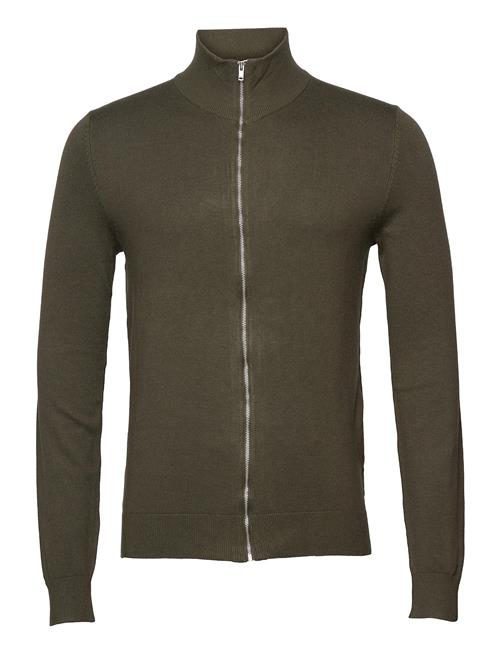 Melange Zip Cardigan Knit Lindbergh Khaki
