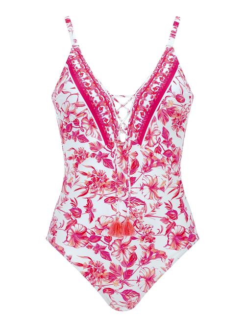 Se OLYMPIA Badedragt  pink / lyserød / hvid ved About You
