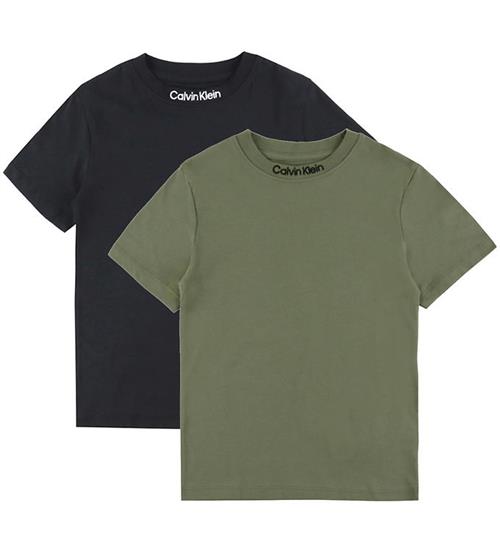 Calvin Klein T-shirt - 2-pak - Embro Logo - Dusty Olive/Ck Black