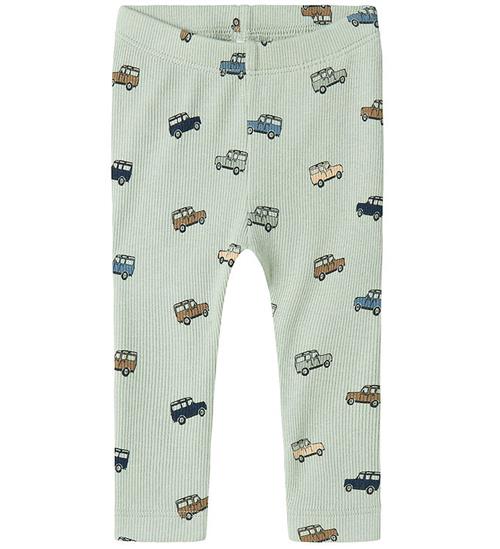 Name It Leggings - Rib - NbmHukab - Aqua Gray m. Biler