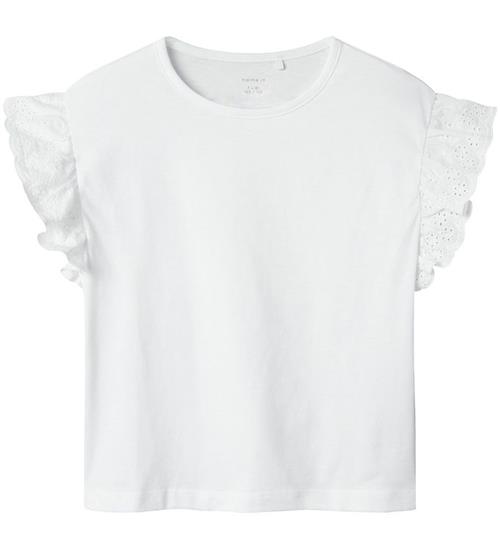 Name It T-shirt - NkfHrejaline - Lucent White m. Broderi Anglais