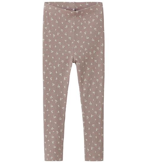 Name It Leggings - Rib - NmfHoise - Purpel Dove m. Blomster