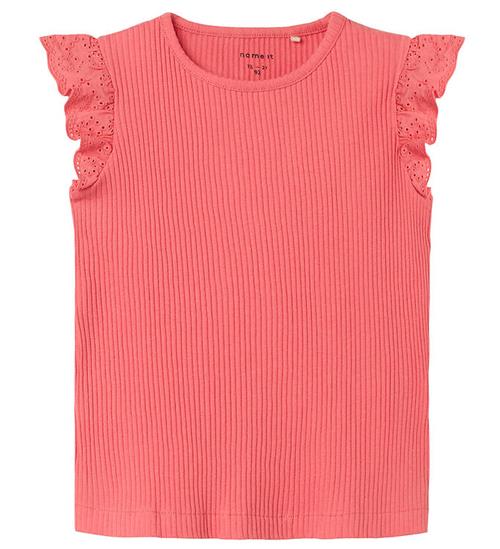 Name It T-shirt - Rib - NmfHalina - Spiced Coral m. Blonder