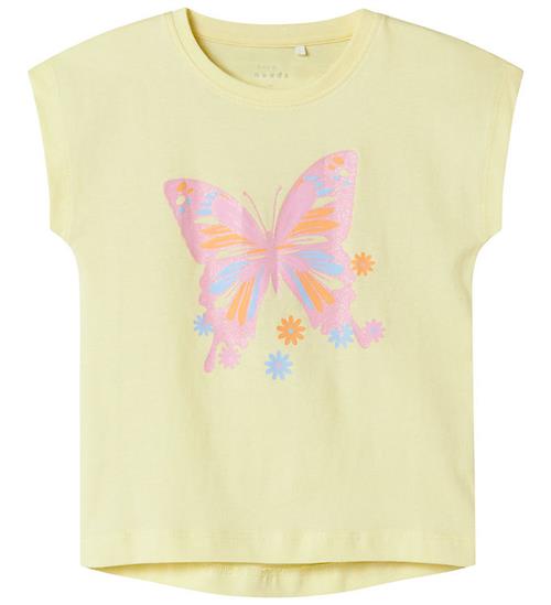 Name It T-shirt - NmfViolet - Pastel Yellow/Butterfly