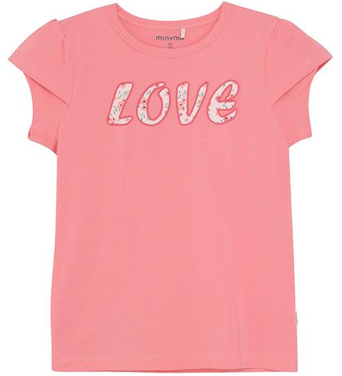 Minymo T-shirt - Strawberry Pink m. Tekst