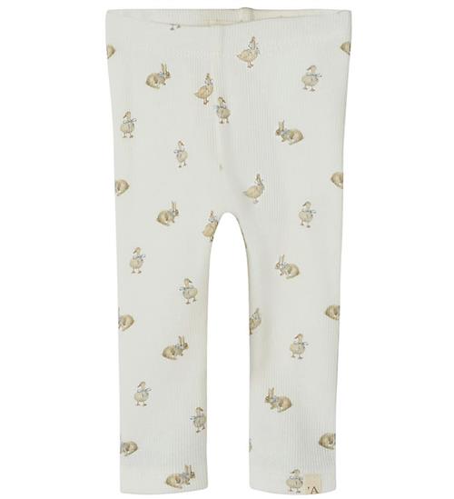 Lil' Atelier Leggings - Rib - NbnLavo - AOP - Coconut Milk