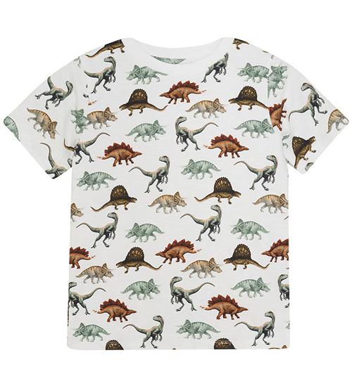 Minymo T-shirt - Bright White m. Dinosaurus