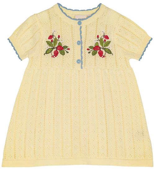 Flöss Kjole - Strik - Dream - Soft Yellow m. Hulmønster