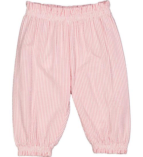 Müsli bukser - Seesucker Stripe -Flared - Balsam Cream/Bubblegum