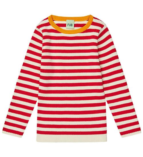FUB Bluse - Rib - Ecru/Ruby Red