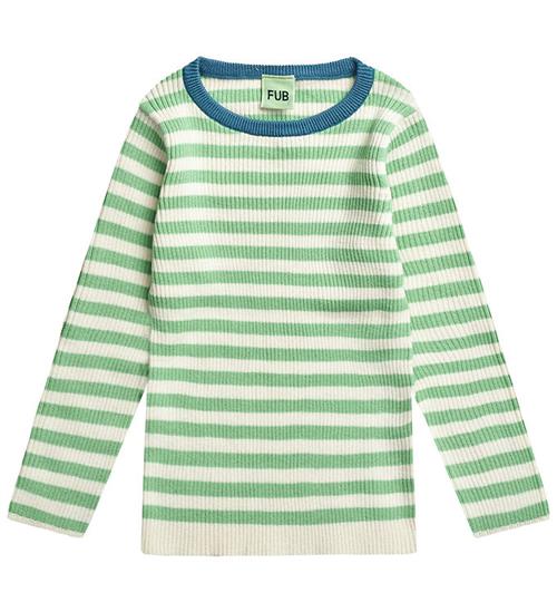 FUB Bluse - Rib - Ecru/Emerald