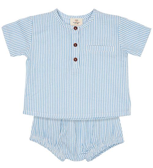 Copenhagen Colors Shortssæt - Sky Blue W Cream Stripe