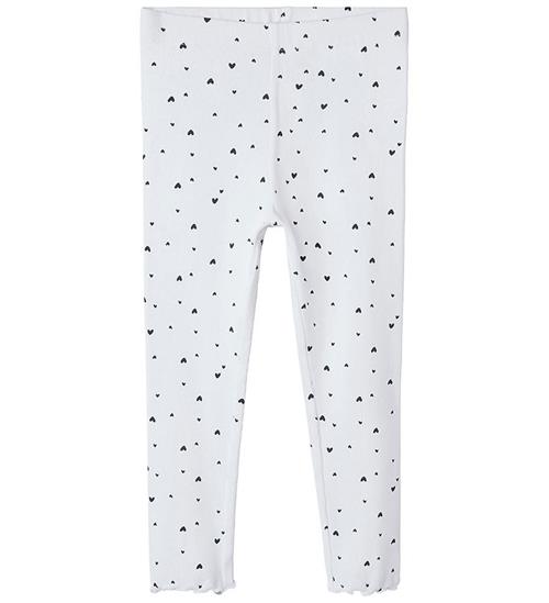 Name It Leggings - Rib - NmfVemia - Bright White/Hearts