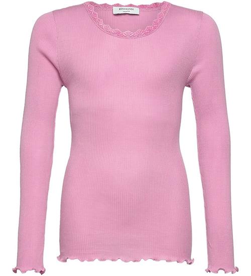 Rosemunde Bluse - Rib - Balta - Prism Pink m. Blonder