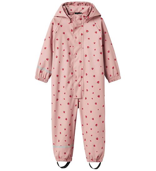 Name It Regndragt m. Fleece - PU - NmfDry10 - Pale Mauve/Strawbe