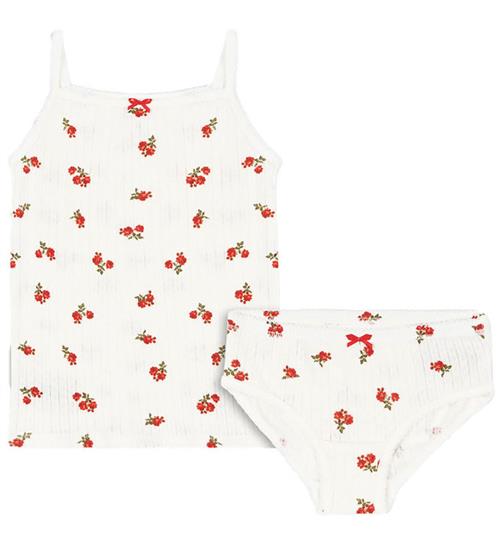 Konges Sløjd Undertøjssæt - Rib - Minnie - Rose Red m. Hulmønste