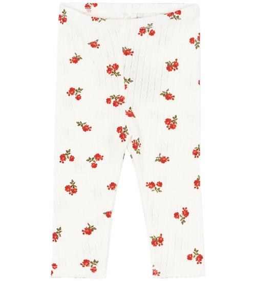 Konges Sløjd Leggings - Rib - Minnie - Rose Red m. Hulmønster