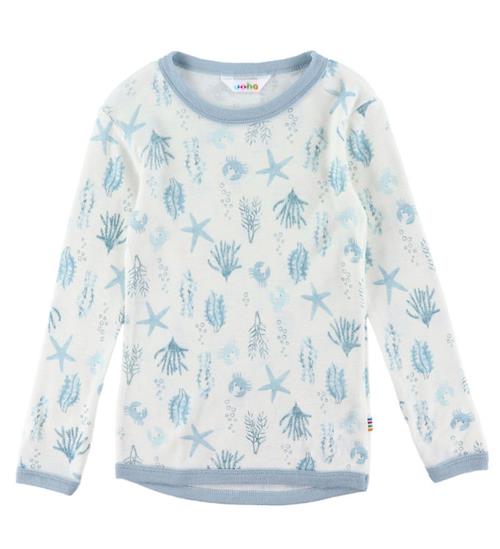Joha Bluse - Uld - Lyseblå m. Print