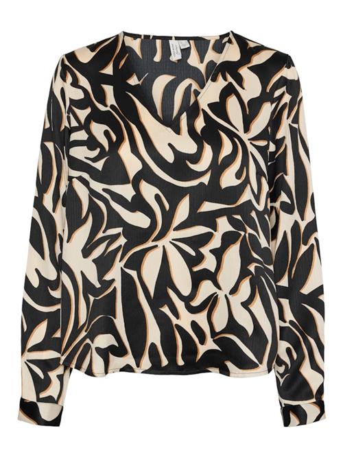 VERO MODA Bluse 'VMVEGA'  beige / lysebrun / sort