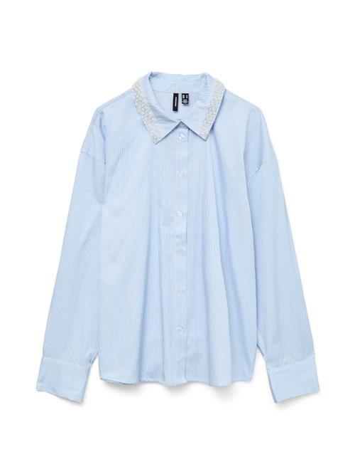 VERO MODA Bluse 'VMJANNI'  lyseblå / hvid