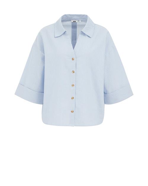 WE Fashion Bluse  lyseblå / hvid