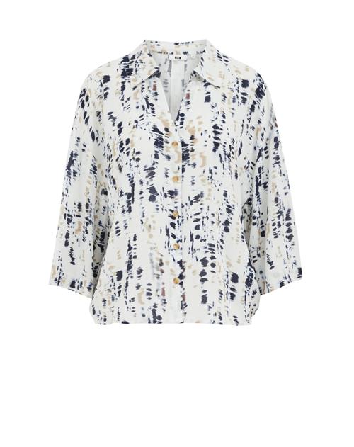 Se WE Fashion Bluse  beige / mørkeblå / hvid ved About You