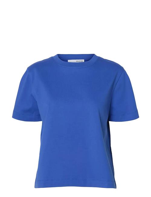 Slfessential Ss Boxy Tee Noos Selected Femme Blue