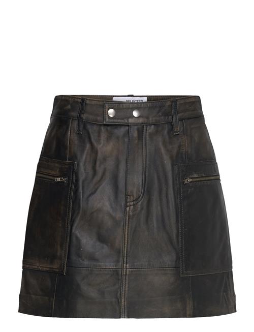 Slfnana Mw Mini Leather Skirt Selected Black