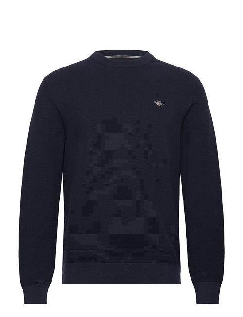 Micro Textured Cotton C-Neck GANT Navy